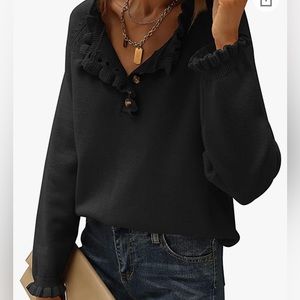 NWT BTFMB Women’s Black Ruffle Knit Pullover Sweater